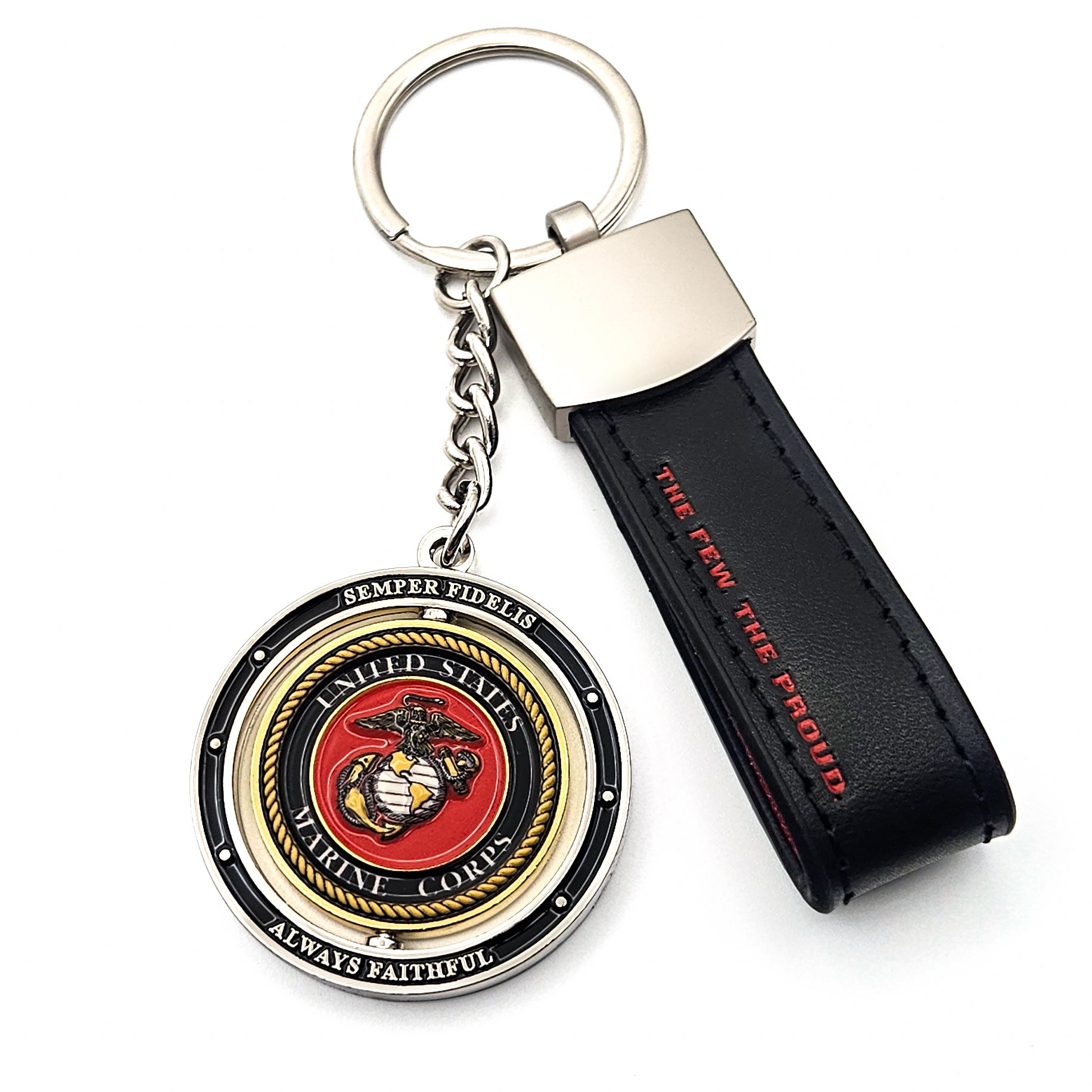 USMC Keychain, Premium Leather Marine Corps Gift