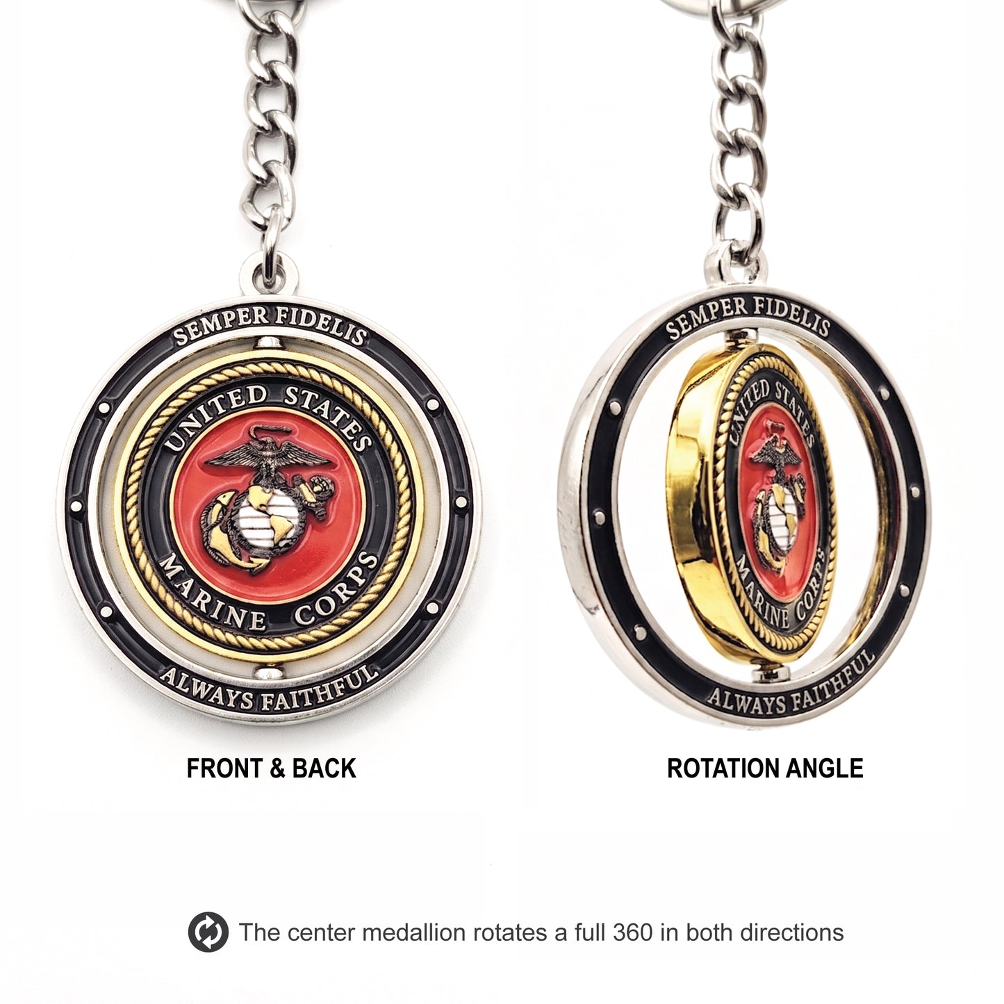 USMC Keychain, Premium Leather Marine Corps Gift