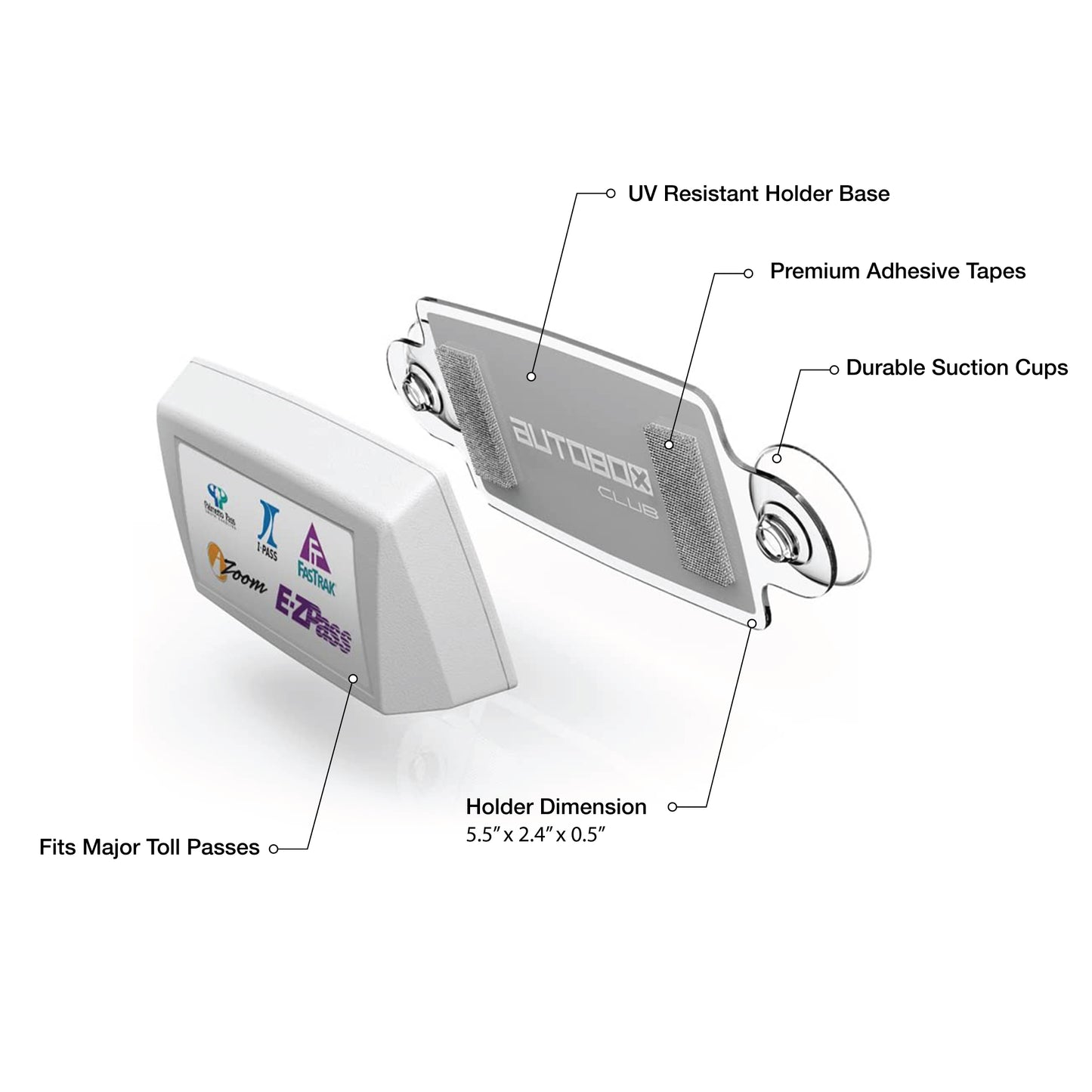 Small Toll Pass / EZ Pass / Transponder Holder - Clear