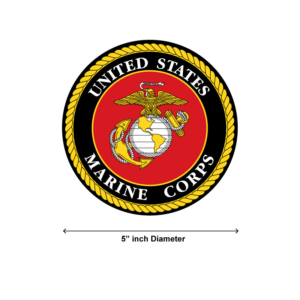 USMC Car License Plate Frame with Round Decal