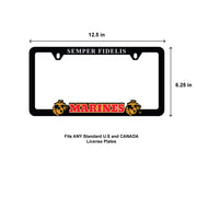 USMC Car License Plate Frame with Round Decal